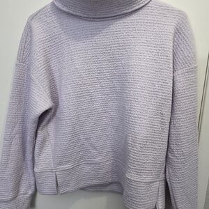 Textured Lavender Turtleneck Pullover Sweater